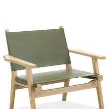 Lavell Cowhide Leather & Teak Wood Armchair
